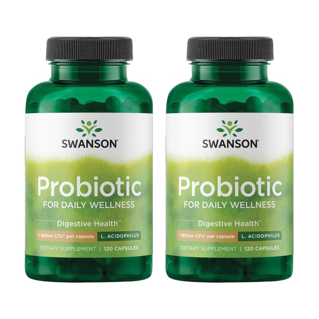 Swanson Probiotic - Digestive Helse Supplement w / 1 milliard CFU per kapsel - Naturlig Formula som støtter Bowell Regularity & daglig velvære - (120 kapsler) (2 pakke)