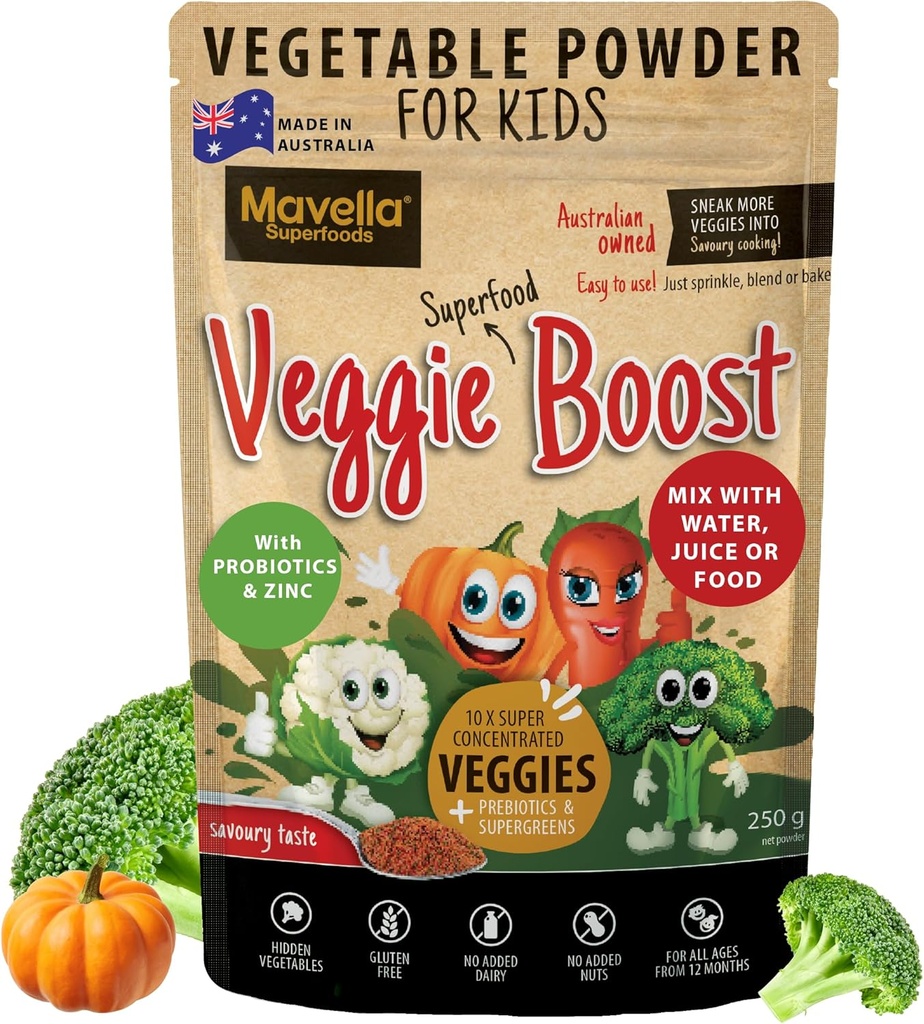 Grønnsaker pulver til barn Veggie Boost Probiotika fibre Super Greens Pea Protein Nutritious Supplement Savoury Flavored 8.82oz(250g)