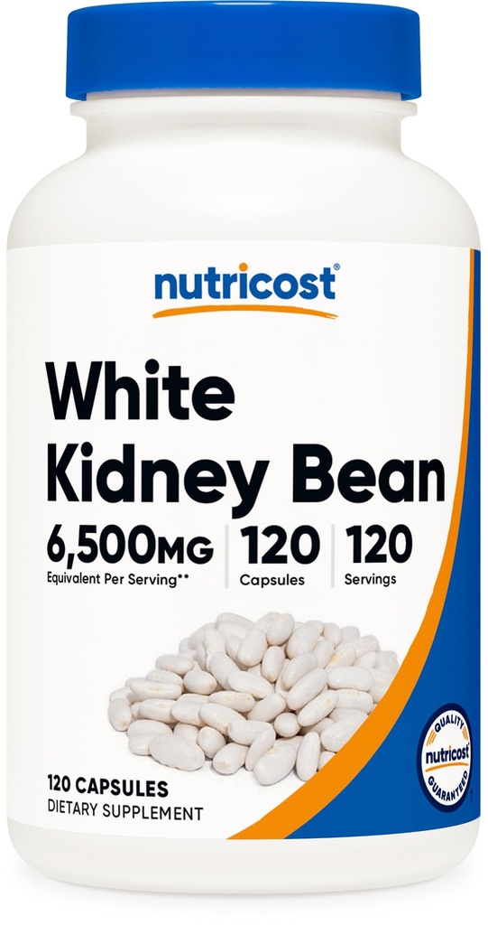 Nutricost Hvite Nyrebønner Kapsler 6.500mg Ekvivalente, 120 Kapsler - Vegetariske Caps, Glutenfri og GMO Gratis
