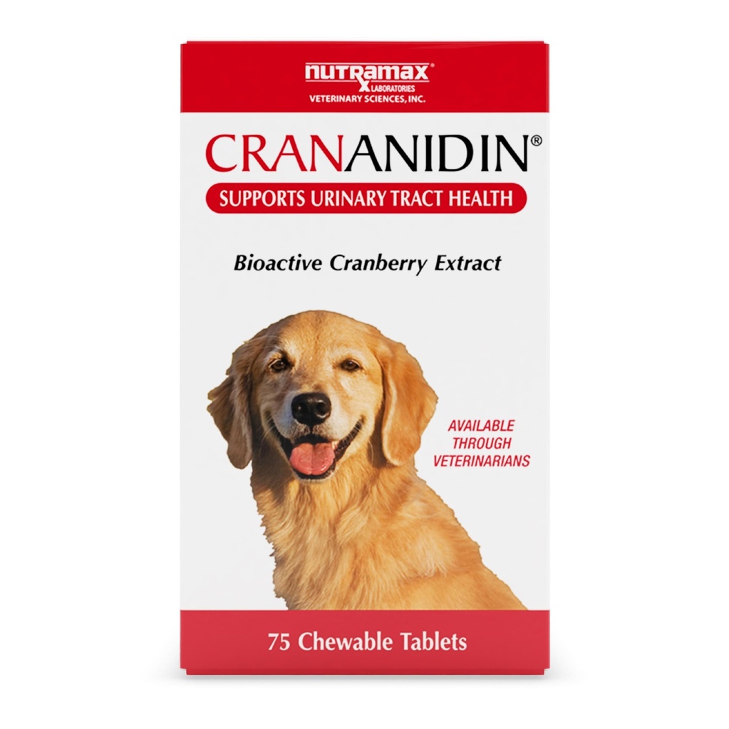 Nutramax Laboratories Crananidin Cranberry Extract Urin Tract Helse Supplement for hunder, 75 Chewable tabletter