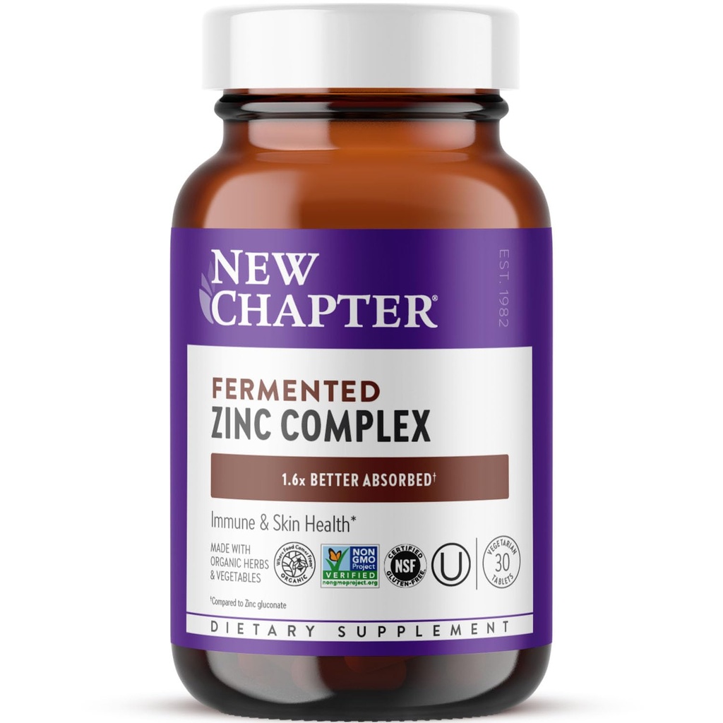 Ny kapittel sink Supplement, Fermentert sinkkompleks, En dag for immunstøtte + Hud helse, mineral-balanserende formel rik på kobber, lett å svelge og digest, 30 greve (1 måneds forsyning)