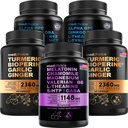 MEDKOICE Sleep Melatonin (90ct), Turmeric & Ginger (240ct) og Nootropic Brain (120ct) Supplement Bundle - Velvære Trio for hjerne, søvn, & immunsupport - Vegansk, ikke-GMO, Glutenfri