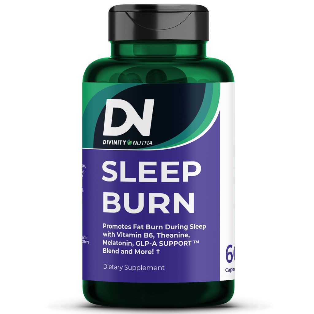 Sleep Burn nattetid Fettforbrenner,Night Shred fettforbrenner og naturlig søvn støtte for menn og kvinner, Metabolisme Booster med vitamin B6,L-Theanine Melatonin Astragalus Ceylon Cinnamon Berberine 60ct