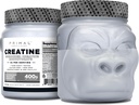 Primal kreatinmonohydrat pulver (400 gram) | Unflavored mikronisert kreatin muskelutvikling Supplement for pre-workout og gjenoppretting | 5g kreatinmonohydrat per servering
