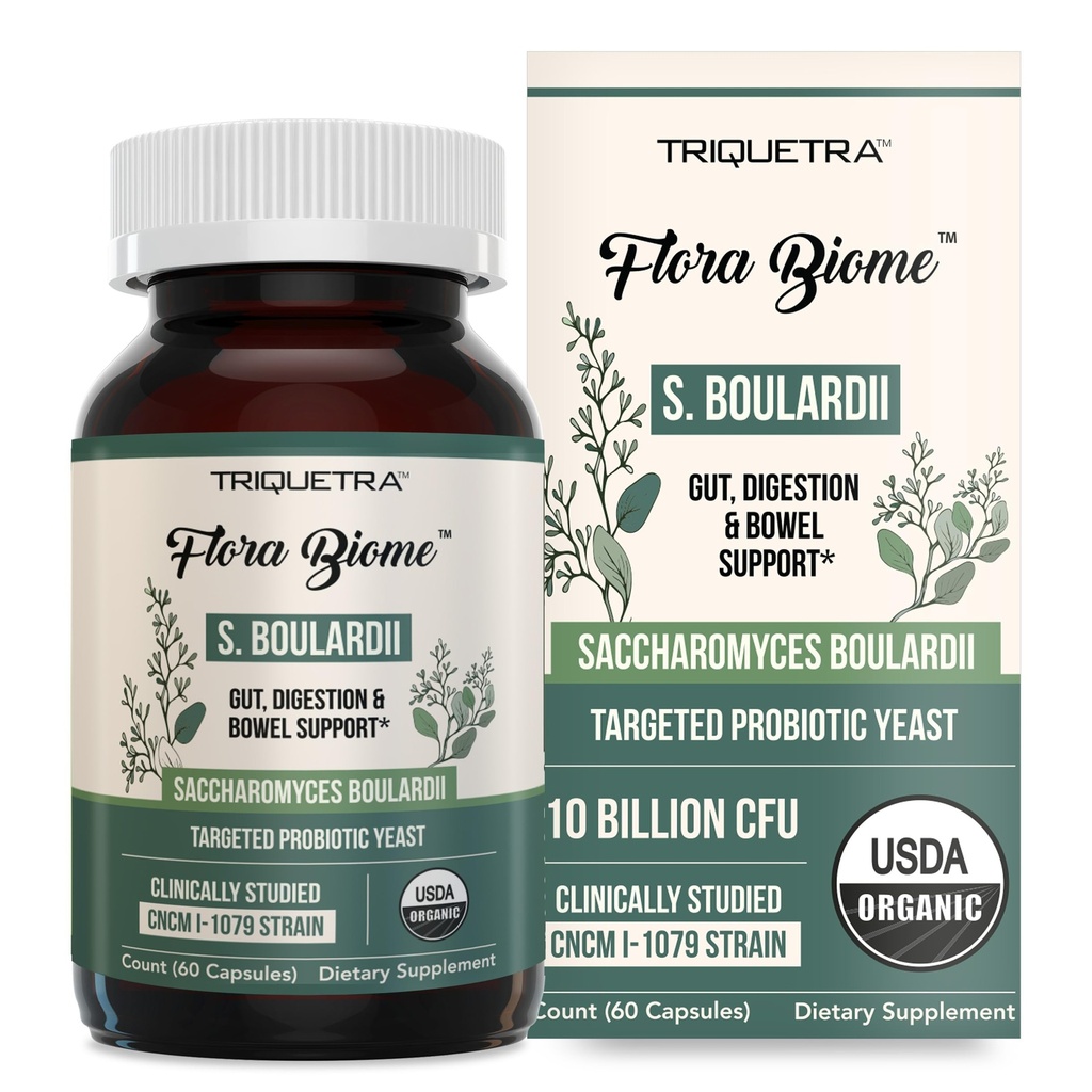 Organisk polysorbat boulardii - 10 milliarder CFU - klinisk validert CNCM I-1079 Probiotic Strain - Gut, digestion og sunn Bowell Support - Første organiske form av S. Boulardii Probiotika - 60 Tell