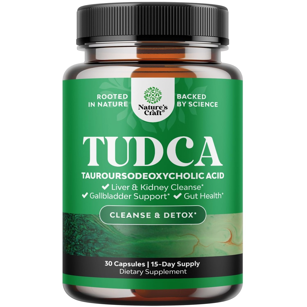 Advanced Bile Salt TUDCA Supplement - Ekstra styrke TUDCA 500mg per servering Bile Salts for Gallblader Nyre og lever støtte - høy renhet Tauro Ursodeoksykolic Acid Liver og Gallblåser Cleanse