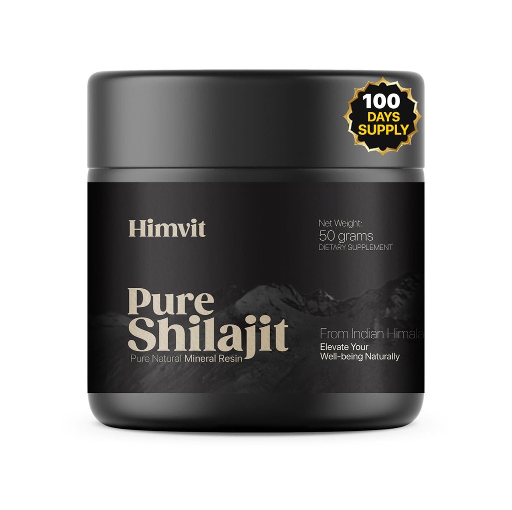 Pure Himalayan Organic Shilajit Resin med Lab Report Super høy styrke for menn og kvinner Fulvic Acid & Trace Minerals Humic Acid Supplement Resinė støtter energi, metabolisme og immunisme | 50 gram