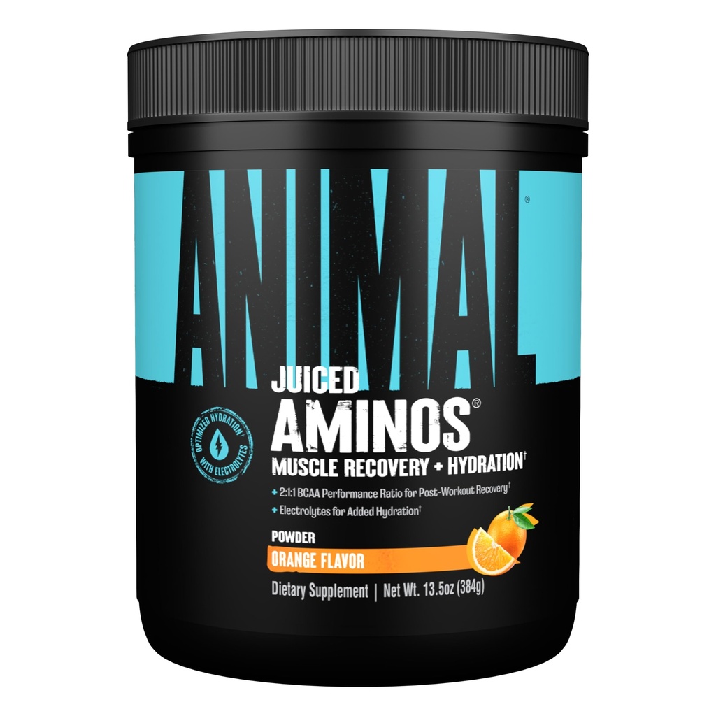 Animal Juiced Aminosyrer - BCAA pulver EAA Matrix Plus Hydration med elektrolyter og sjøsalt når som helst gjenoppretting og forbedret ytelse, Orange Flavor, 30 serveringer