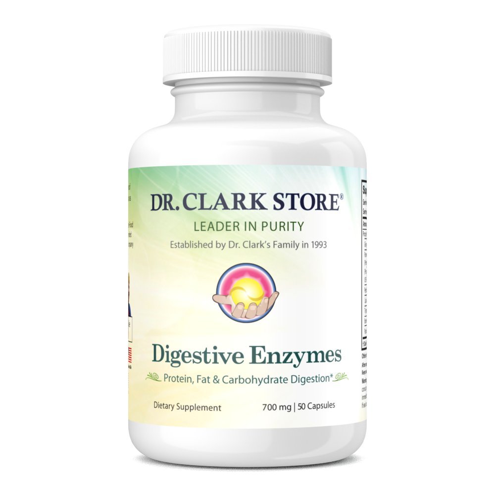 Dr. Clark Digestive Enzymes Supplement - 700 mg, 50 Gelatin kapsler, fremmer Digestive Helse & Gut funksjon