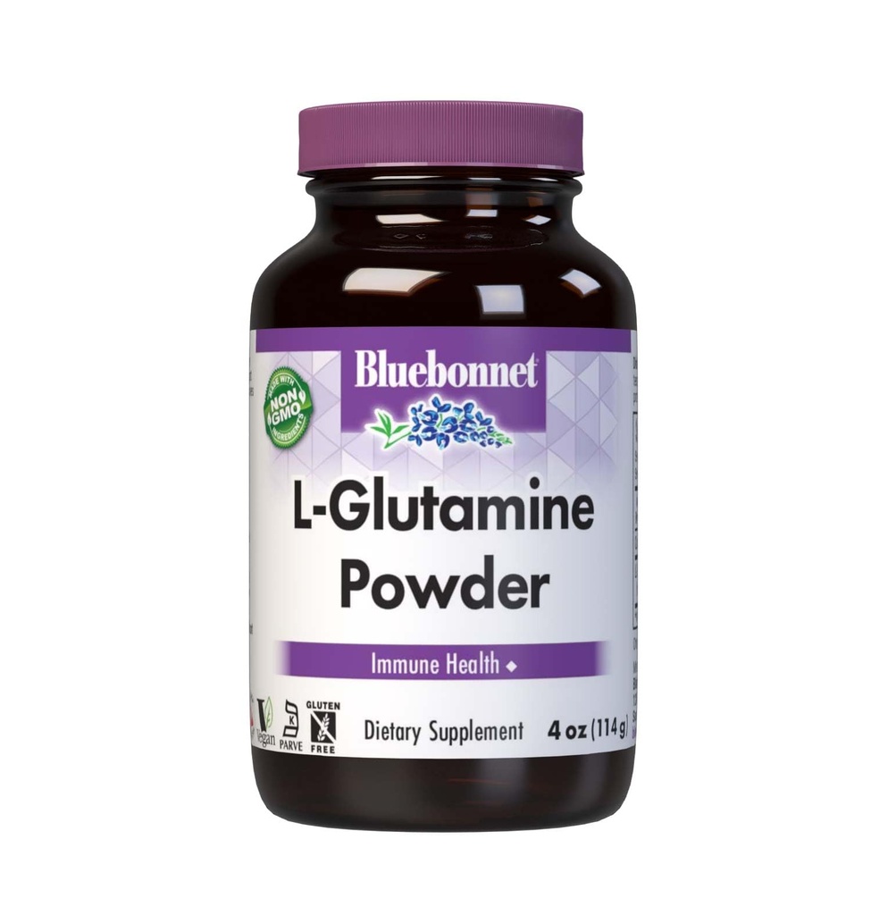 Bluebonnet Nutrition L-Glutamin pulver 5000mg, støtter immunfunksjon*, Nitrogentransportør*, soya-fri, glutenfri, ikke-GMO, Kosher Certified, Vegan, 4 oz flaske, 23 serveringer