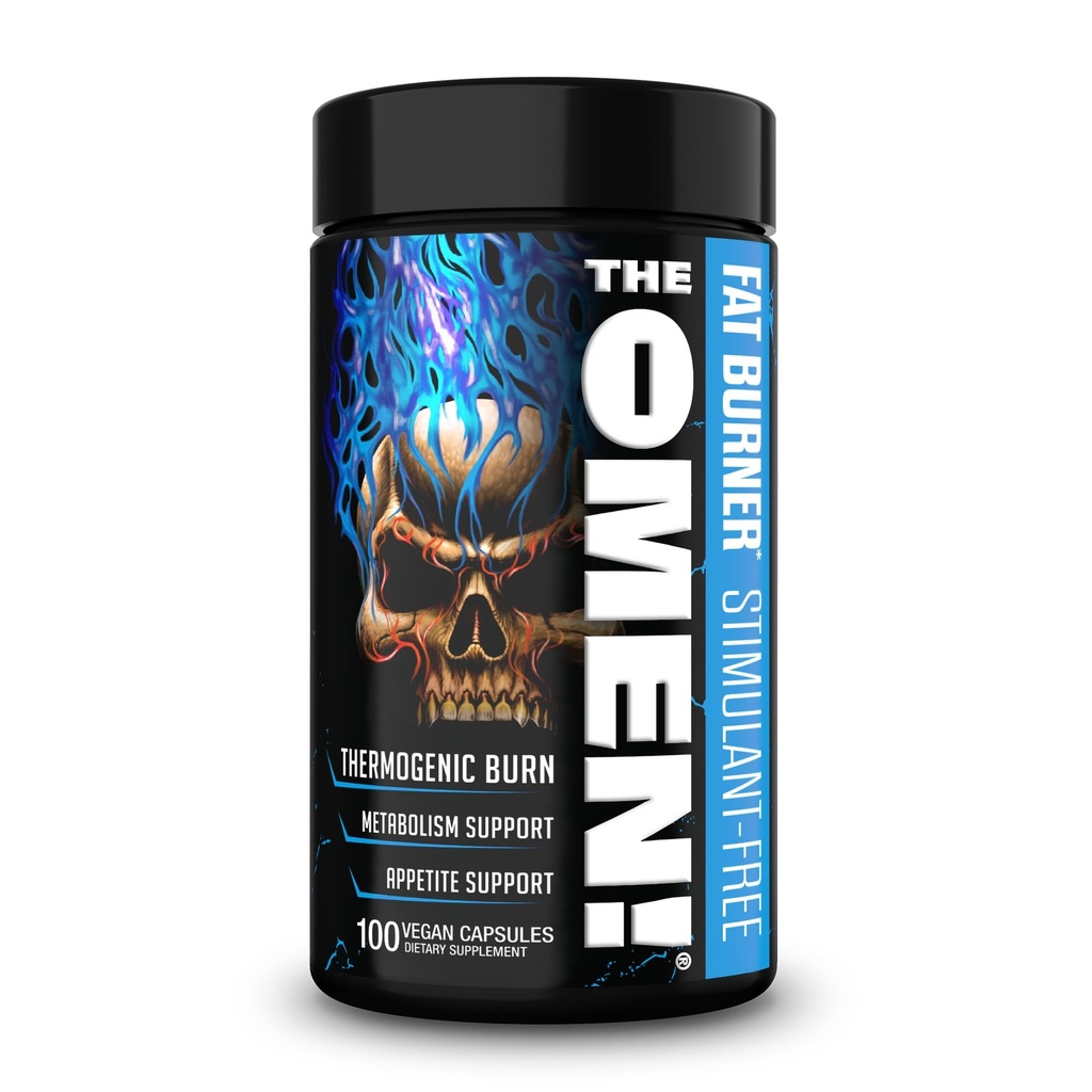 JNX SPORTS Omen! Ikke-Stimulant termogen fettforbrenner for menn og kvinner | Vekttap Supplement, koffein‐ Gratis og Appetitt Suppressant | 100 kapsler