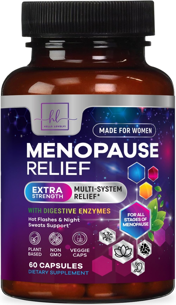 Menopause kosttilskudd for kvinner med Dong Quai, Chaste Berry, Black Cohosh, 8 milliarder CFU probiotika - Hot Flash Night Sweats & Menopause Relief Probiotic for Vaginal, Digestive helse - 60 kapsler