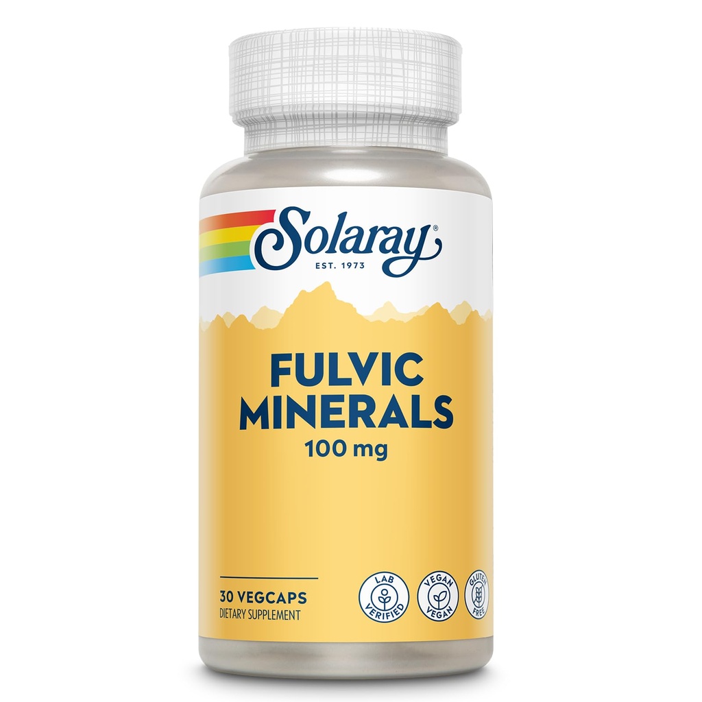 Solaray Fulvic Minerals 100 mg | Himalayan Shilajit | Sunn Digestion, Hud og Hjerne Støtte