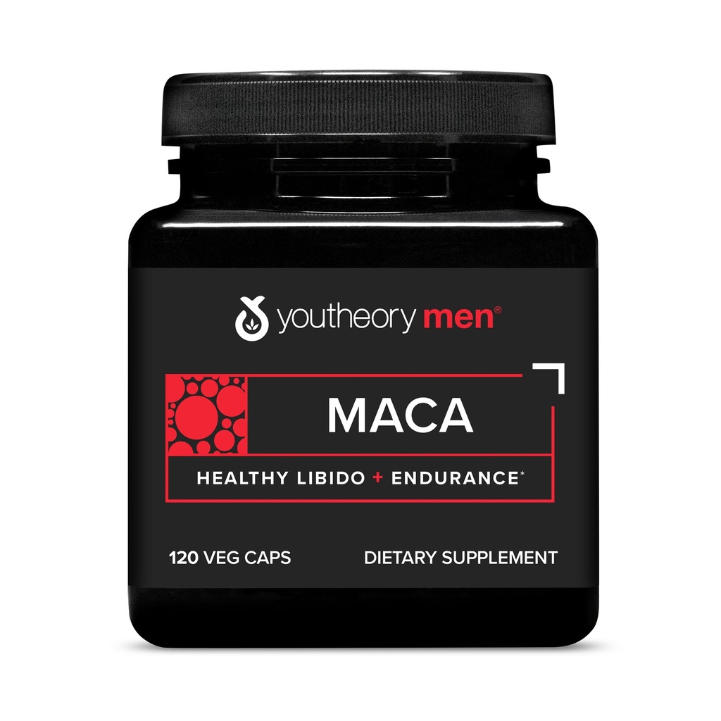 Youtheory Mens Maca - Vegansk Maca Supplement for menn - Støtter energi, utholdenhet og utholdenhet* - Dairy, Soja og Glutenfri - 120 Grønnsaker Kapsler