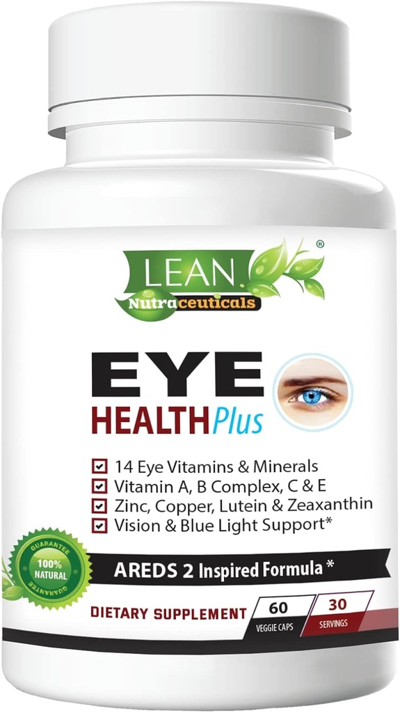 Areds 2 Eye Health Plus m/ kobber, vitamin A B C E, Lutein & Zeaxanthin, Quercetin, sink, Bilbærekstrakt, Biotin - Sight Care, Tørrhet, Strain, Nattsyn Supplement for voksne 60 kapsel