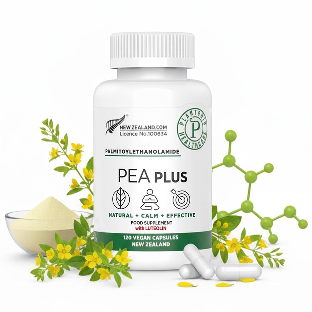 New Zealand - Palmitoyletanolamid 600 mg + Luteolin - Mikronisert Erte Supplement - 120 Vegan Kapsler