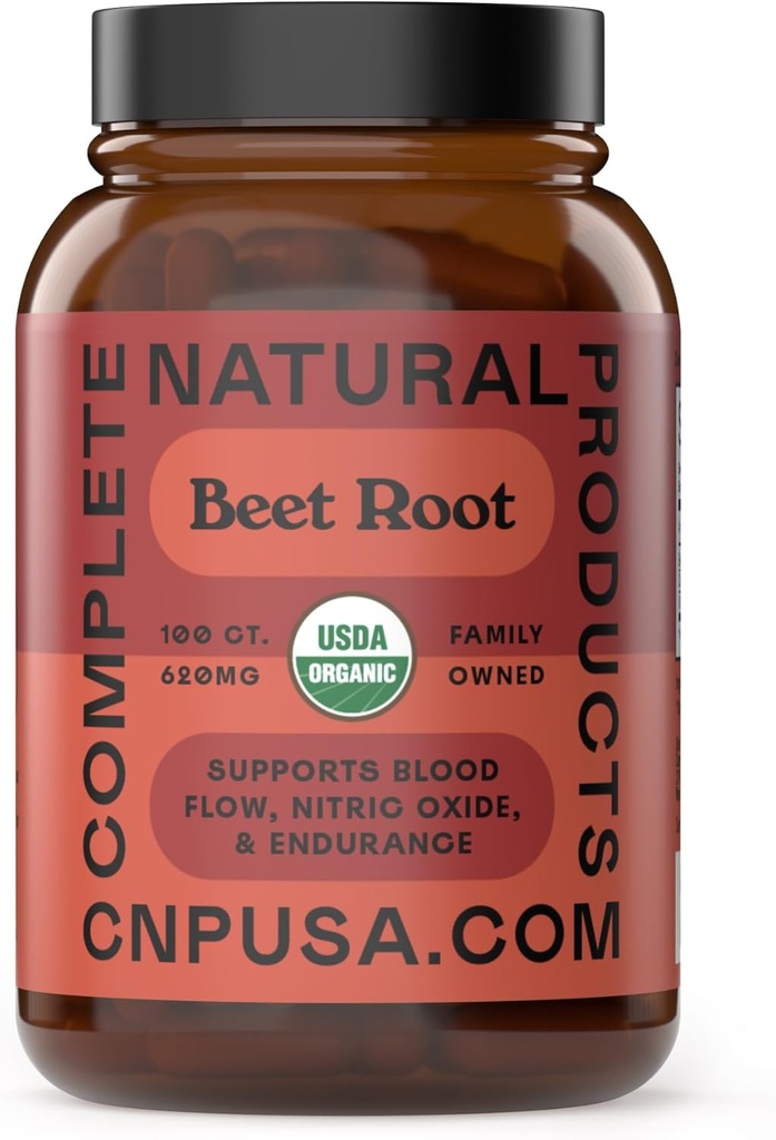 Økologisk beet Root Capsules 620mg | 100 greve | Pure Beetroot pulver | Plantebasert, ikke-GMO, Vegan Supplement | USA laget urte kapsler
