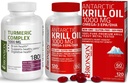 Bronson Turmeric Curcumin med BioPerine høy potens Premium felles støtte + Bronson Antarktis krill olje 1000 mg med Omega-3s EPA, DHA