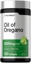Horbäach Oregano Olje | 4000mg | 300 Softgel kapsler | naturlig forekommende Carvatrol piller | Ikke-GMO og glutenfri ekstrakt supplement