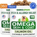 BARK & SPARK (pakke med 2 Omega 3 for hunder - 360 fiskeolje Chews for hund shedding, hudallergi, kløe relief, varme flekker behandling - felles helse - Hud & Coat Supplement - EPA & DHA Fettsyrer