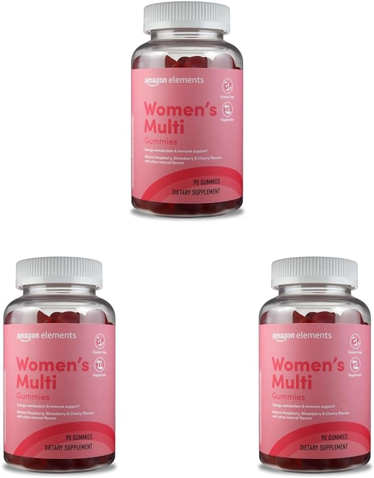 Elementer - Voksen kvinners organiske multivitaminer, 90 gummier (30 Serveringer), vegetarisk, glutenfri (tidligere Revly) (Pack of 3)