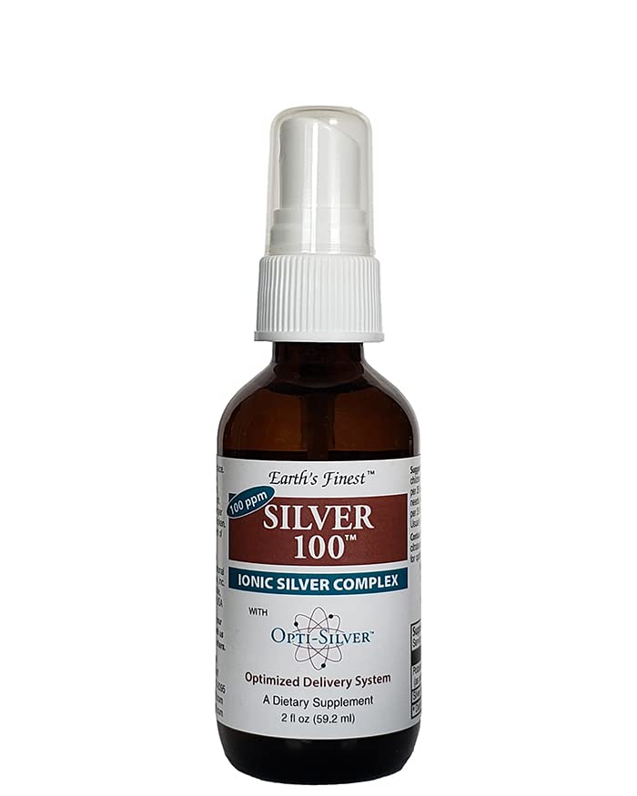 Sølv 100 Ionic sølvkompleks med Opti-Silver Optimert leveringssystem for immunstøtte - 100 ppm, 2oz (59,2ml) - Spray