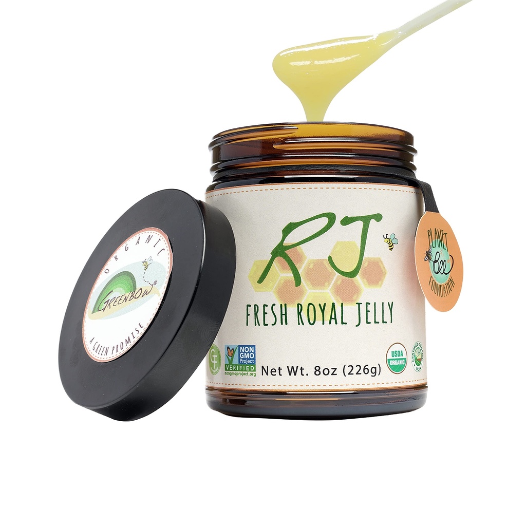 Greenbow Organic Fresh Royal Jelly - 100% USDA Certified Organic, Non-GMO, Halal, ren, Glutenfri - En av de mest næringsrike pakket - (226g)