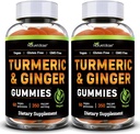 Naturens base gummi og ginger gummier for voksne (2 pakke) - Tumeric curcumin Supplement for å støtte felles helse og immunstøtte - 120 Vegan gummier