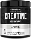 Jacked Factory Kreatin Monohydrat pulver 150g - 5g daglig kreatin Supplement for menn og kvinner, vegansk-vennlig, tredjeparts testet - 30 serveringer, uslavored