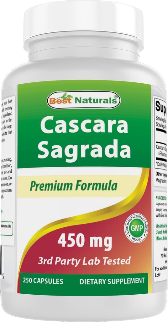 Beste Naturals Cascara Sagrada 450 mg 250 kapsler