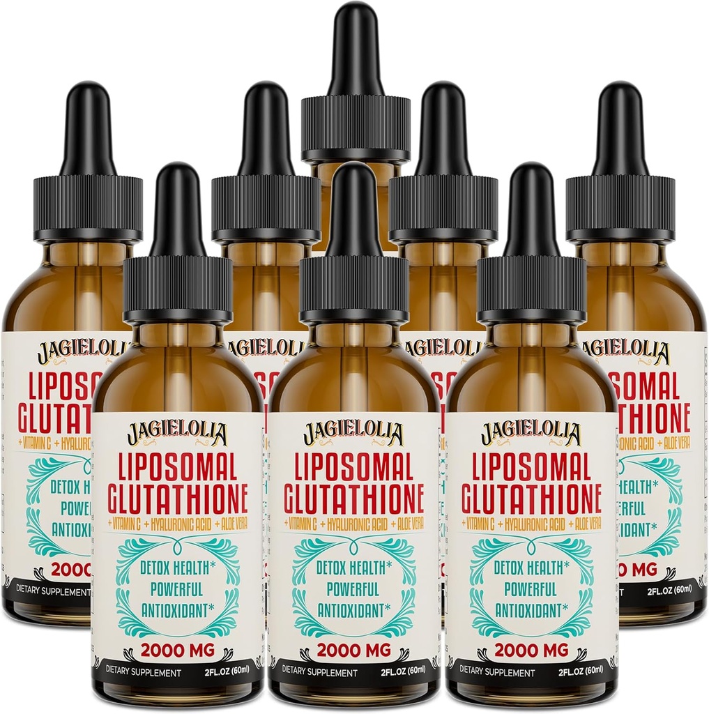 Liposomal Glutathione flytende 2000MG - Antioksidant Detox Supplement for kvinner og menn, Aging Defense, Leverfunksjon og energi, med Hyaluronsyre + Aloe Vera + Vitamin C, Naturlig & Vegan, 16 FL.OZ
