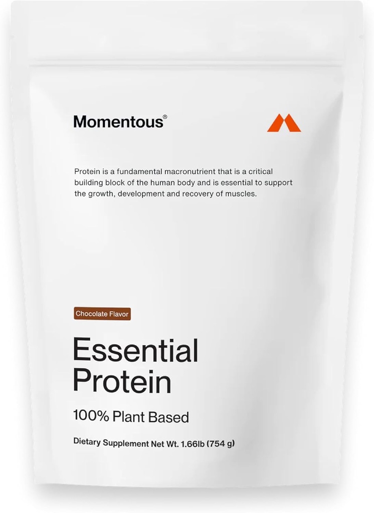 Momentous Essential Vegan Protein pulver - 20g Plante Basert Protein - NSF Certified, Glutenfri, Ikke-GMO, 20 Serveringer for essensiell daglig bruk, sjokolade