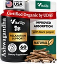 Ashwagandha Kapsler 1310mg med svart pepper - USA laget Ashwagandha Kosttilskudd for avslapping støtte, normal kognitiv funksjon & balansert energinivå – 60 Caps