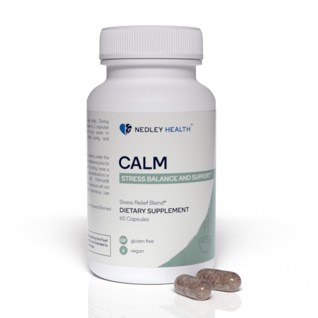 Rolig - Naturlig stress Relief & Mood Support Supplement - Ashwagandha, Lemon Balm, L-Theanine - 60 Vegansk kapsler (Calm)