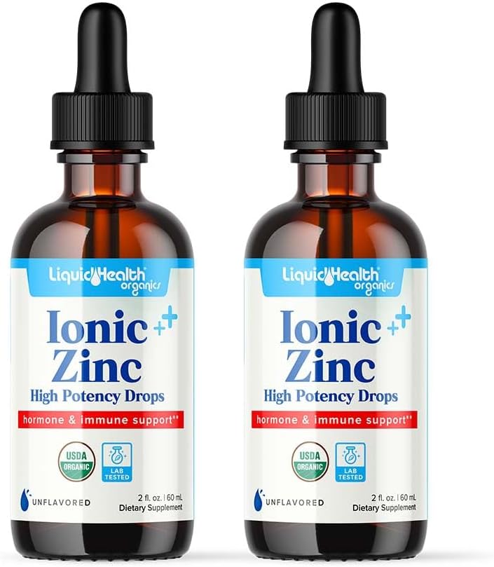 LIQUIDHEALTH USDA Organic Ionic Sink høy potens drops - spor Mineral flytende vitamin Supplement for voksne, barn - Immun & Digestiv støtte, hud og sår helse - USA laget, vegansk, ikke-GMO (2 pakke)