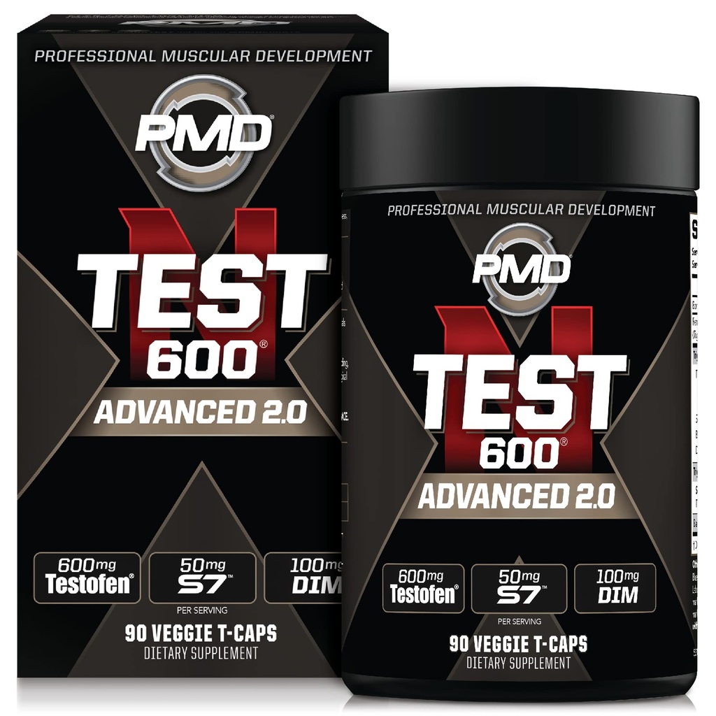 PMD Sports N-Test 600 Avansert Nitric Oxid Booster for menn - med klinisk studert testofen - Lean Muskel og styrke gevinster med Estrogen Suppression (90 Veggie -Caps)