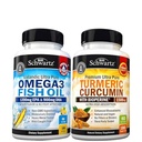 Triple styrke Omega 3 Fish Oil Softgels (2 måneders forsyning) Plus gurkemeie curcumin med svart pepper ekstrakt 1500 mg kompleks (2 måneders forsyning)