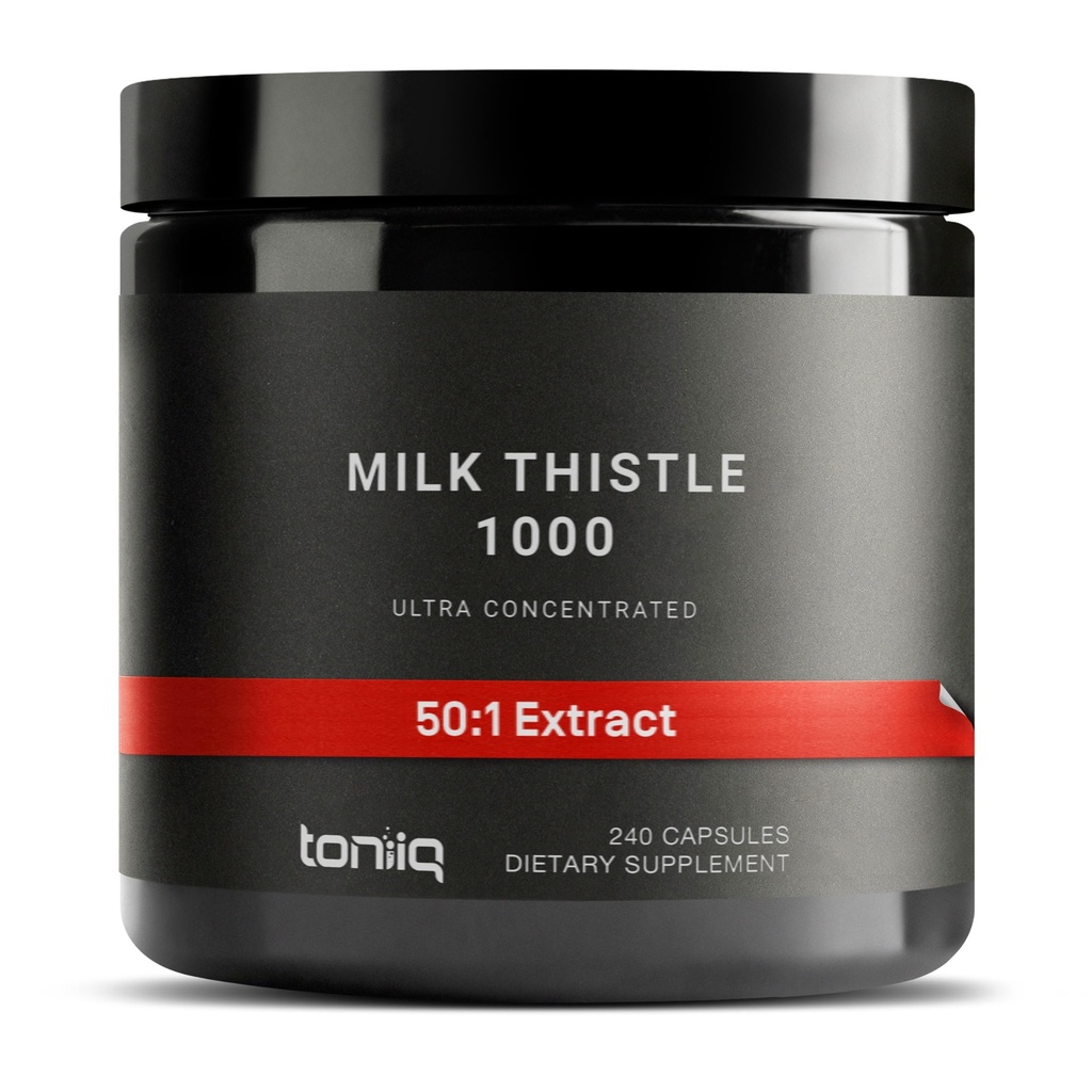 Toniiq Melke Thistle - Ultra høy styrke 50:1 Ekstrakt med 80% Silymarin - høyt konsentrert - tredjeparts lab testet - 240 kapsler