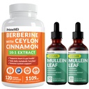 21-i-1 Berberine Supplement med Ceylon Cinnamon Chromium, Bitter Melon og Grønn Te Ekstrakt (120 ct) & 5-i-1 Mullein Drops for lunger og pustende lunge helse og bronkial støtte (60 serveringer)