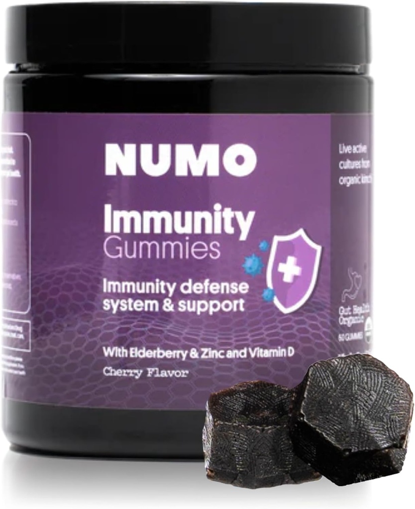 Numo Elderberry Gummies - Immunsystem støtte med antioksidanter Supplement - Komplett Formula med Sambucus Frukt, Vitamin D3, Sink, Vitamin C, Probiotika - Organisk, Vegan & Kosher - 60 Grev