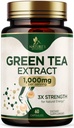 Grønn te ekstrakt kapsler 1000 mg - Standardisert 45% EGCG og 98% Polyfenoler - 3X Styrke Grønn te piller for naturlig energi - støtter hjerte helse, urtetilskudd, vegansk, ikke-GMO - 60 kapsler