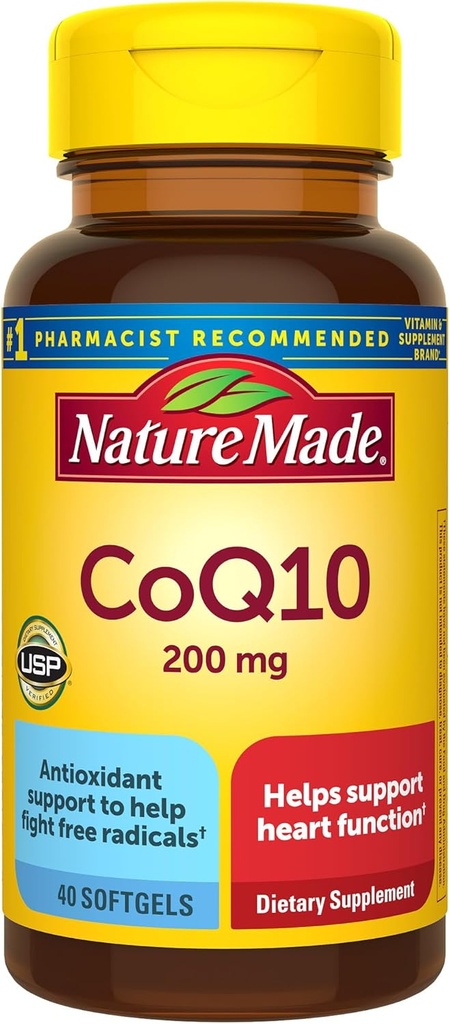 Natur laget CoQ10 200mg, Diett Supplement for hjerte helse støtte, 40 Softgels, 40 dagers forsyning