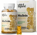 Wild & Organic Mullein Gummies for Lungs 2000mg - Lung Detox og Cleanse - Vegan Mullein Leaf Gummies for immunstøtte - 60 Non-GMO Herbal Extract Chews
