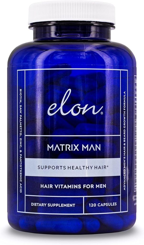 Elon Matrix Man - 60 dagers forsyning - hårvekstvitaminer for menn - så Palmetto & Biotin avansert formel vitaminer - fremmer sunn beard vekst - (120 kapsler)