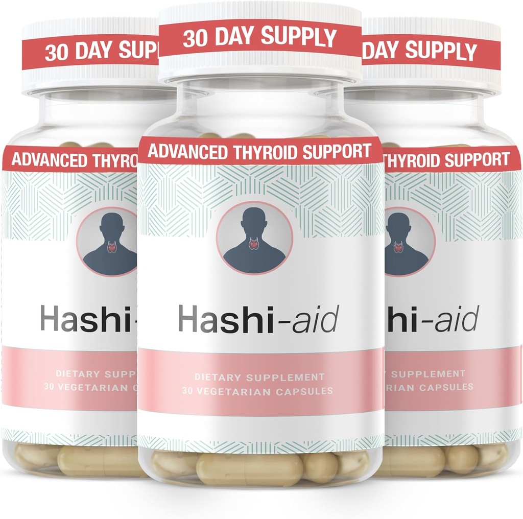 IBDassistTM Hashi Aid Thyroid støtte for kvinner og menn - Thyroid Supplement for Hashimotos sykdom og hypothyroidisme * - med Ashwagandha, Selenium, sink, essensielle vitaminer og mer - 30 kapsler (3 pakke)