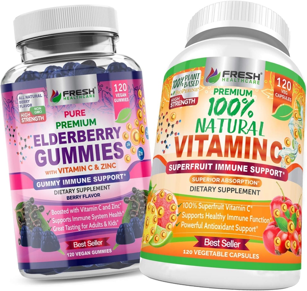 Elderbær Gummier og naturlig vitamin C - Bundle
