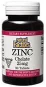 Naturlige faktorer - Sink Chelate 25 mg, Støtte for sunn hud og immunfunksjon, 90 tabletter