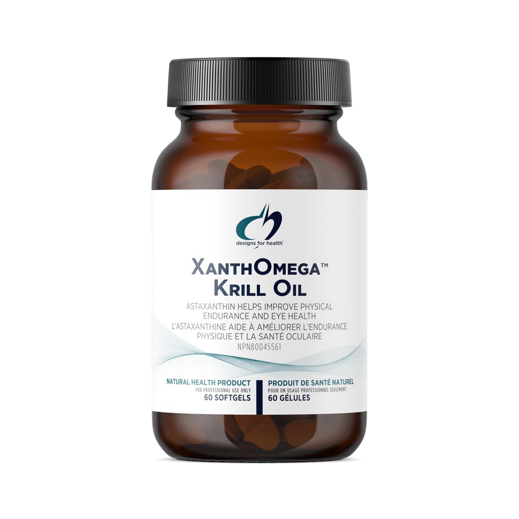 Designs for Helse XanthOmega - Krill olje med 12 mg Astaxanthin - Antioksidant, Fosfolipider + EPA / DHA Omega 3 - Cardiovaskulær, Hud + Eye Helse Supplement (60 Softgels)