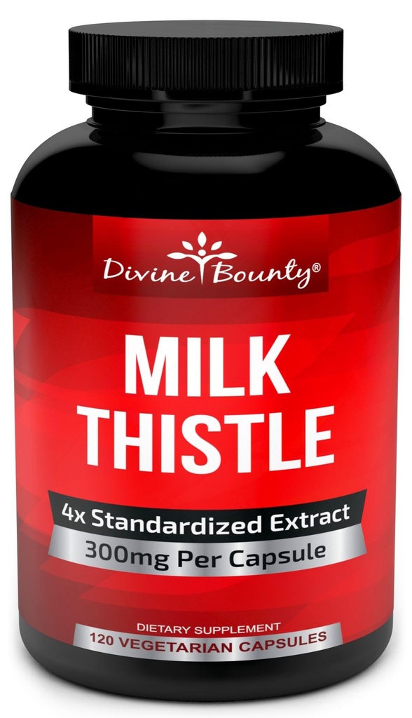 Divine Bounty ren melk Thistle kapsler Supplement - En Potent 1200 mg melk Thistle Supplement med 4X konsentrert ekstrakt (standardisert) 120 vegetariske kapsler