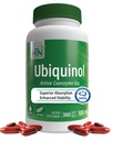 Helse Thru Nutrition Ubiquinol 100mg 360 Softgels som Kaneka QH Redusert CoQ-10 | Stabilisert - 3. part testet | Forbedret biotilgjengelighet | Cardiovaskulær og Mitokondrier Funksjonsstøtte | Ikke-GMO